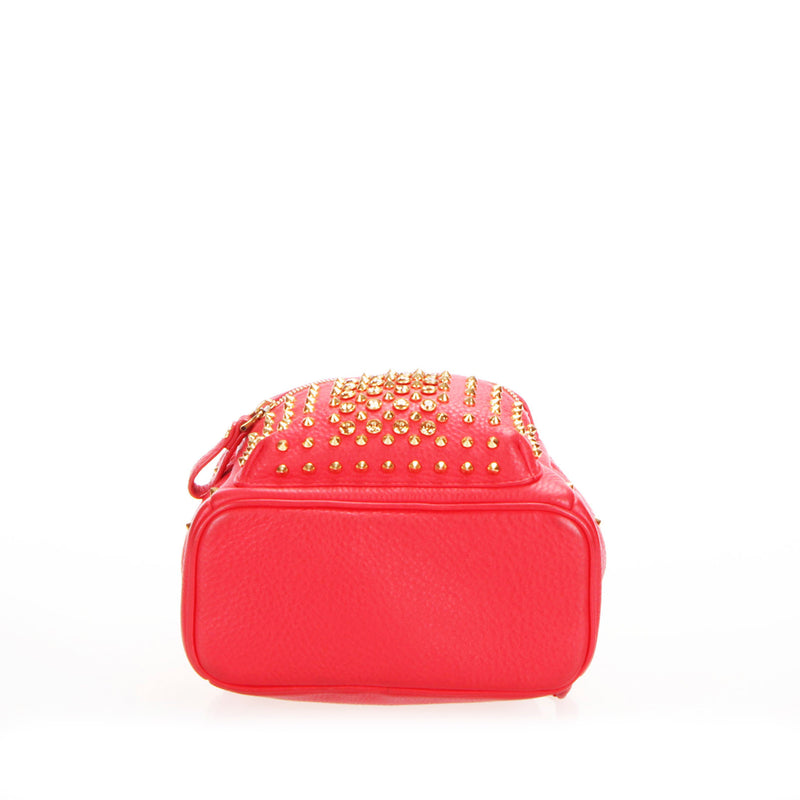 Red Mcm Bag With Rhinestones Stark Special Studded Leather
