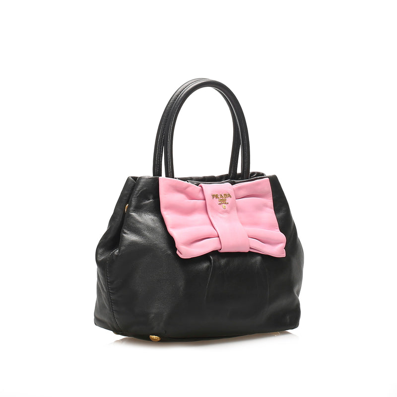 Prada Fiocco Bow Satchel Black