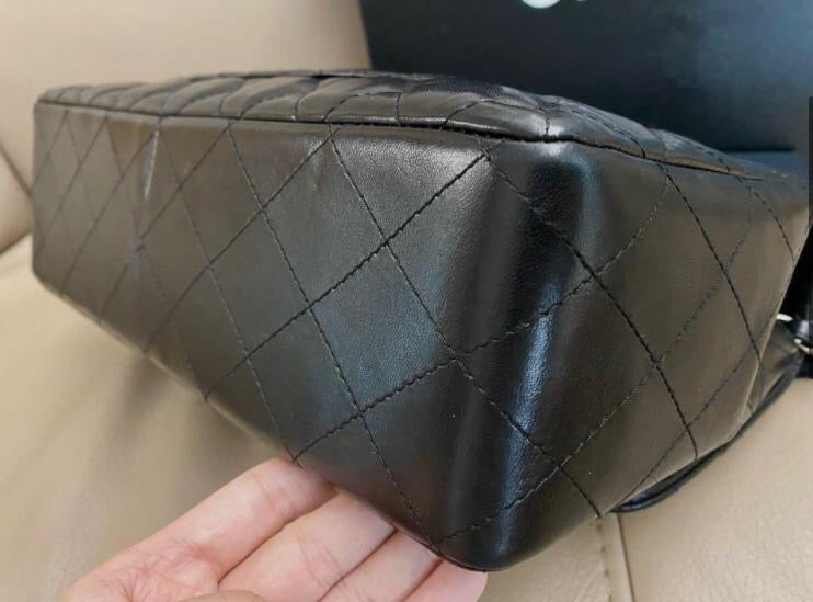 Jumbo Single Flap in Black Lambskin with SHW