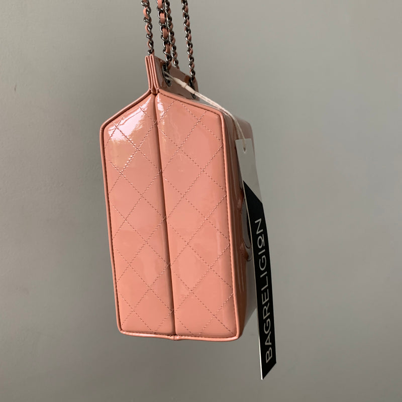 Rare CC Milk Carton Patent Chain Crossbody Bag in Pink