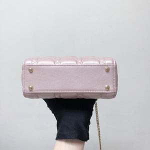 Mini Lady Dior Bag In Baby Pearly Pink with Champaign Hardware