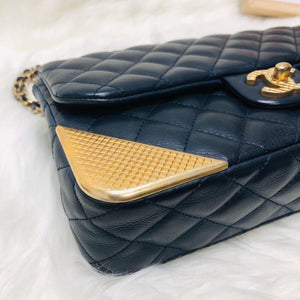 Studded Rock the Corners Flap Bag in Dark Blue