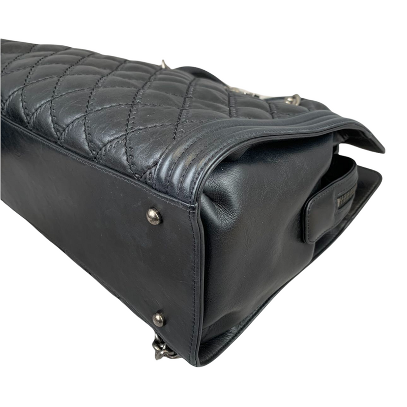 Double Stitched Boy Calf Tote Black RHW