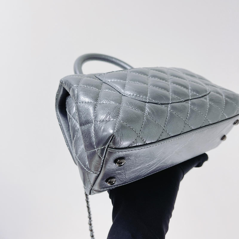 Quilted Mini Coco Handle Flap Silver RHW