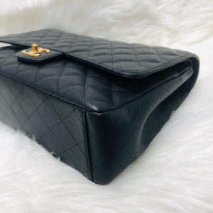 Classic Double Flap Caviar Leather Maxi Black GHW