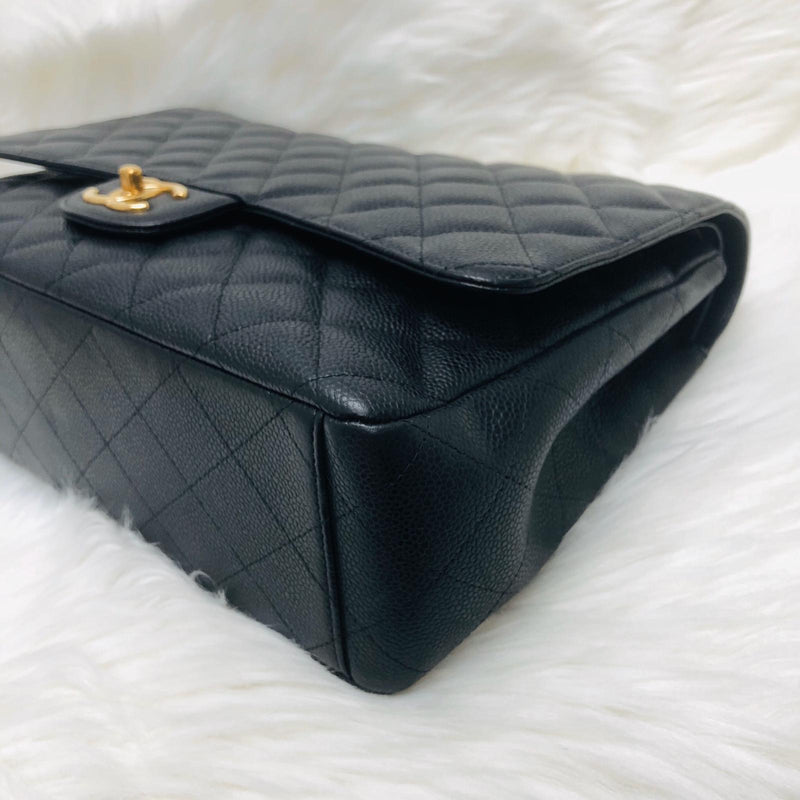 Classic Double Flap Caviar Leather Maxi Black GHW