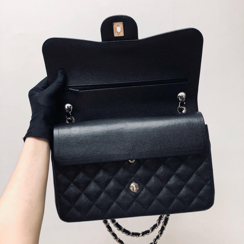 Classic Double Flap Jumbo Bag in Black Caviar with SHW