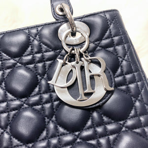 Cannage Lambskin Lady Dior Medium Dark Blue