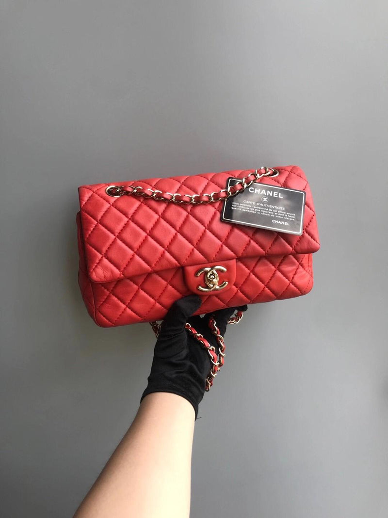 Timeless Classic Calfskin Double Flap Red Bag