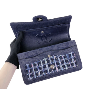 Tweed/Denim Medium Classic Flap Blue