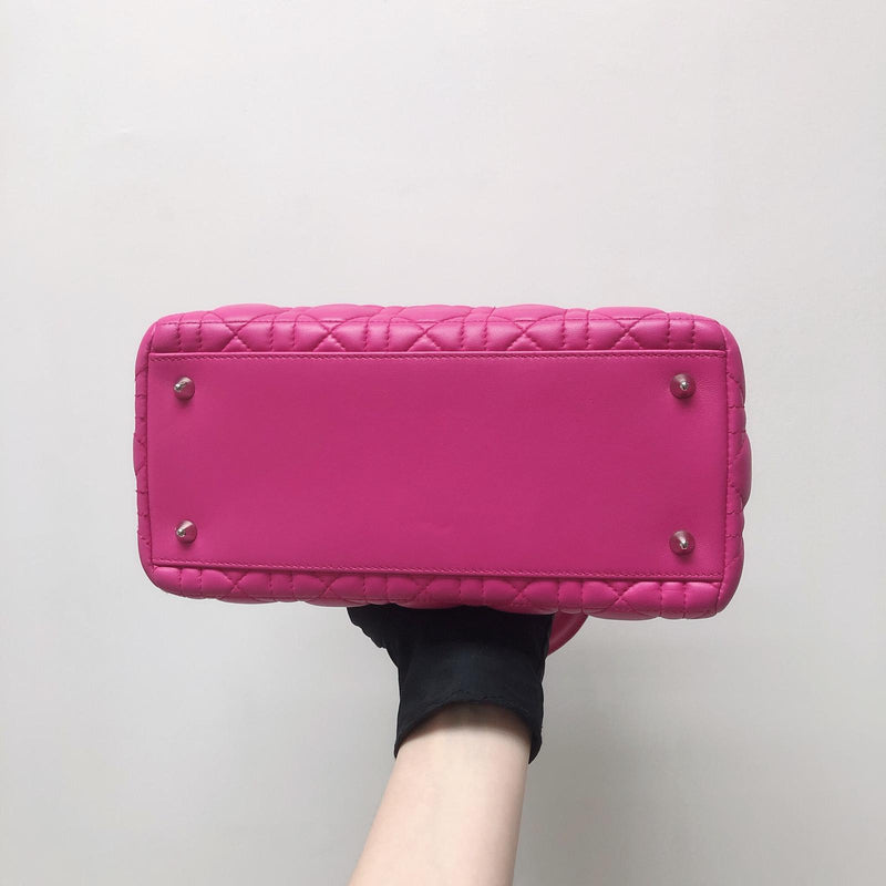 Cannage Lambskin Lady Dior Medium Bag in Magenta Pink