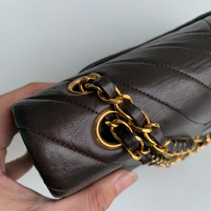 Vintage Classic Flap Chevron Medium GHW Brown