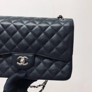 Classic Double Flap Jumbo Bag in Black Caviar with SHW