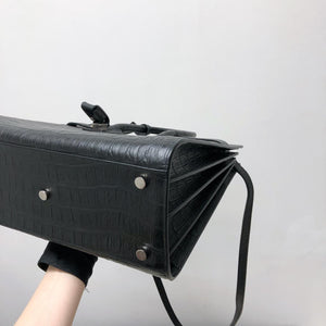 Small Sac De Jour in Crocodile-Embossed Leather Black