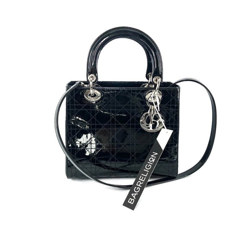 Medium Lady Dior Bag Black Patent