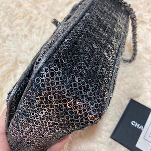 Medium Sequin Flap Bag Grey