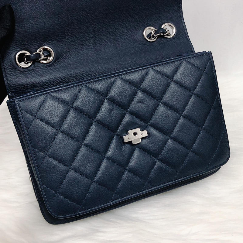 Chanel 22A Twist Your Buttons Small Flap in Navy Caviar and AGHW