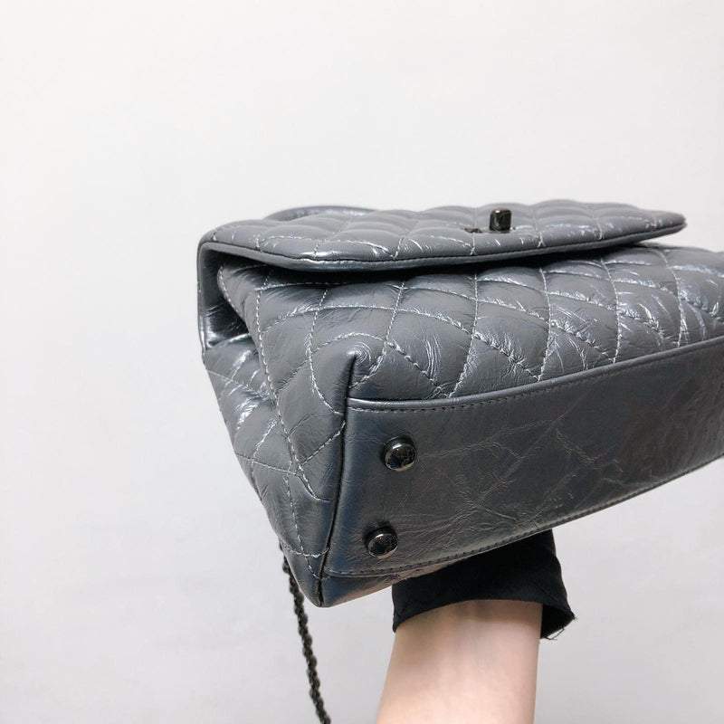 Quilted Mini Coco Handle Flap Silver