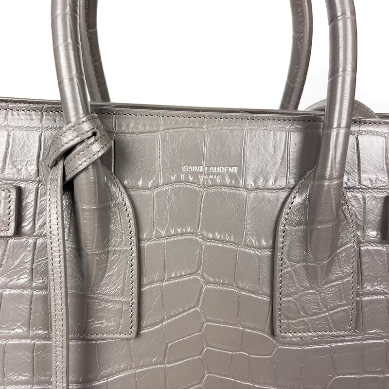 Saint Laurent Sac De Jour Nano Crocodile-embossed Leather Tote in