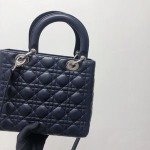 Cannage Lambskin Lady Dior Medium Dark Blue