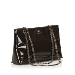 CC Chain Patent Leather Shoulder Bag Brown - Bag Religion