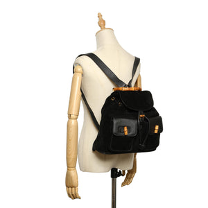 Bamboo Suede Drawstring Backpack Black - Bag Religion