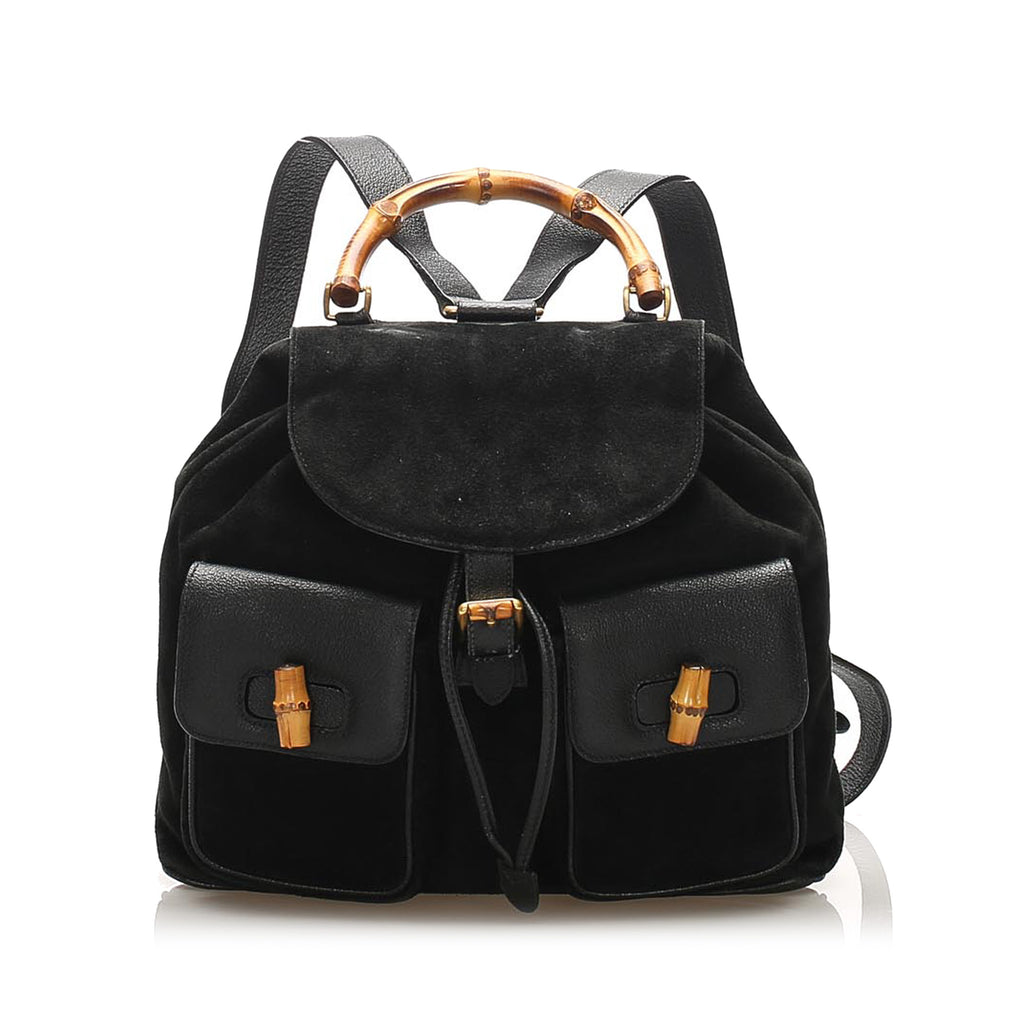 Bamboo Suede Drawstring Backpack Black - Bag Religion