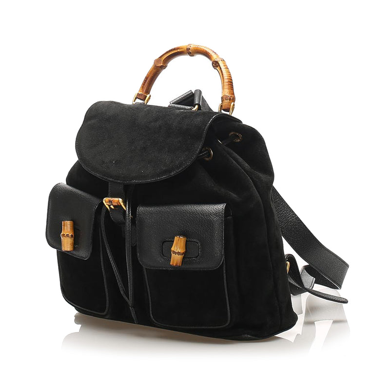 Bamboo Suede Drawstring Backpack Black - Bag Religion