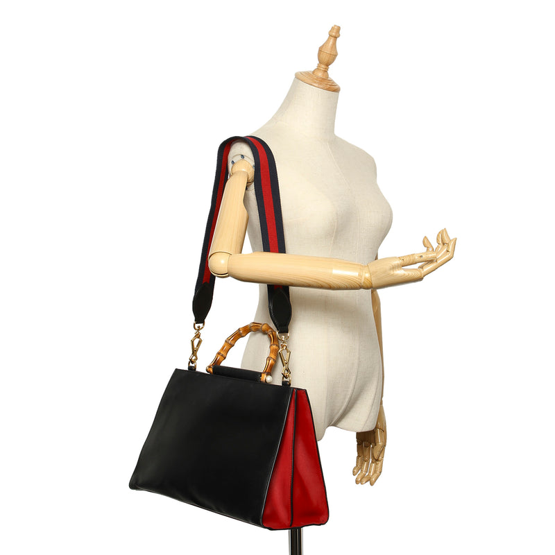 Medium Bamboo Nymphaea Leather Satchel Black - Bag Religion