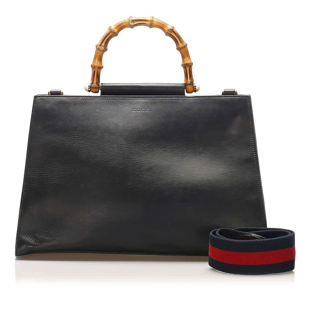 Medium Bamboo Nymphaea Leather Satchel Black - Bag Religion