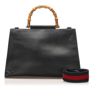 Medium Bamboo Nymphaea Leather Satchel Black - Bag Religion