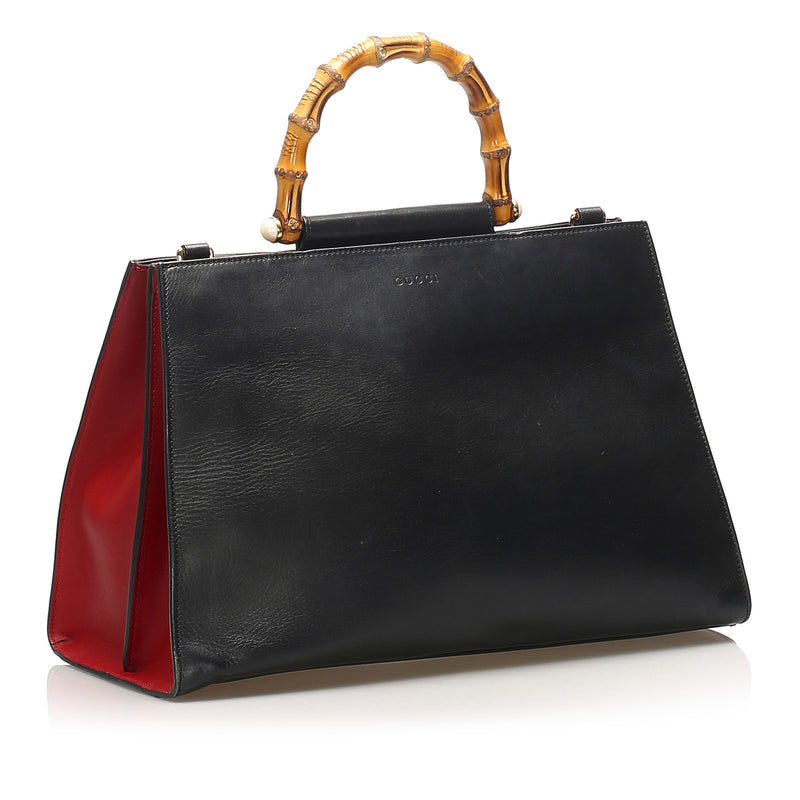 Medium Bamboo Nymphaea Leather Satchel Black - Bag Religion