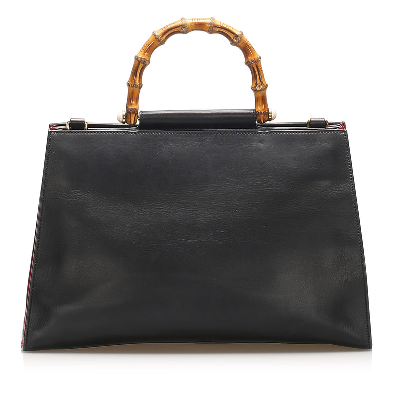 Medium Bamboo Nymphaea Leather Satchel Black - Bag Religion