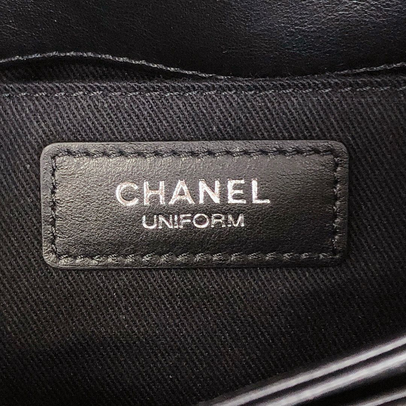 CHANEL Calfskin Quilted CC Uniform Flap Belt Bag Black 1256976