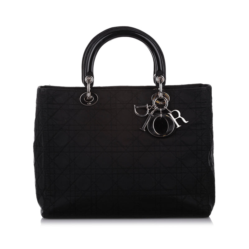 Cannage Lady Dior Nylon Handbag Black - Bag Religion