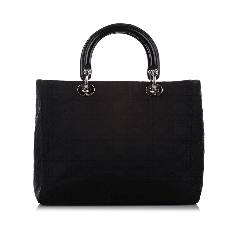 Cannage Lady Dior Nylon Handbag Black - Bag Religion