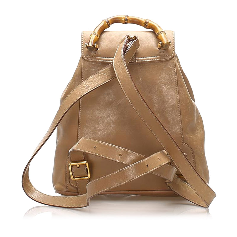 Bamboo Drawstring Leather Backpack Brown - Bag Religion