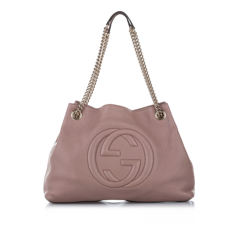 Soho Chain Leather Tote Bag Pink - Bag Religion