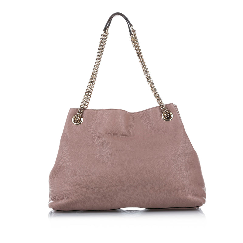 Soho Chain Leather Tote Bag Pink - Bag Religion