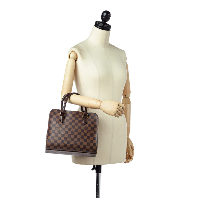 LOUIS VUITTON Triana Damier Ebene Satchel Bag Brown