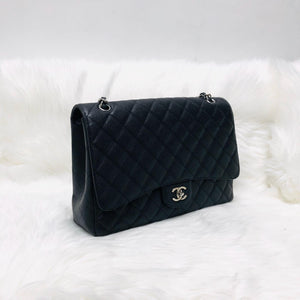 Classic Single Flap Maxi in Black Caviar Leather with SHW