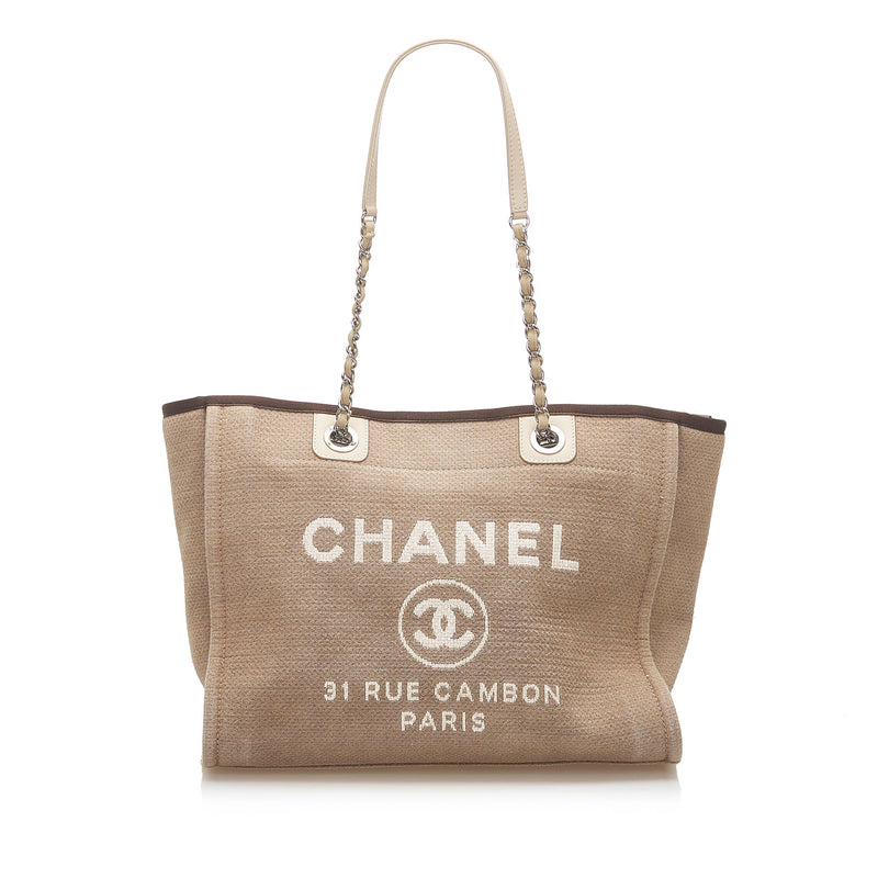 Chanel Deauville Canvas Tote Bag Brown