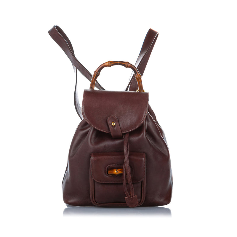 Bamboo Leather Drawstring Backpack Brown - Bag Religion