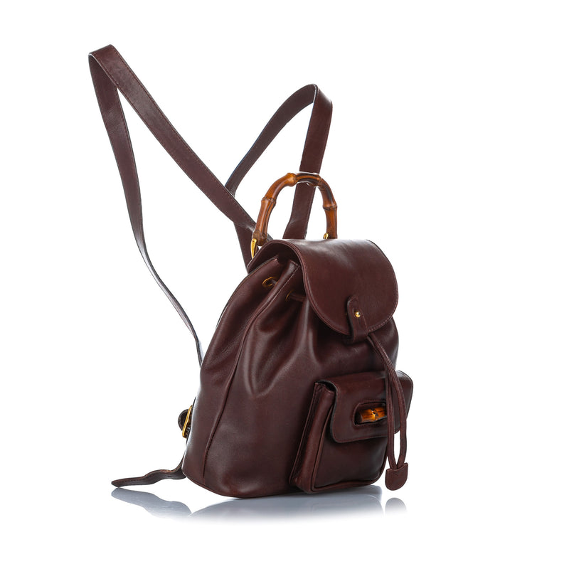 Bamboo Leather Drawstring Backpack Brown - Bag Religion