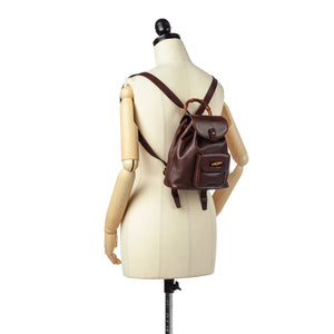 Bamboo Leather Drawstring Backpack Brown - Bag Religion