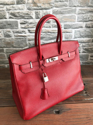 Birkin 35 Rouge Garance Togo K-Stamp with Palladium HDW