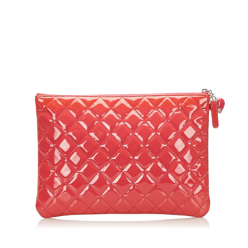 Matelasse CC Patent Leather Clutch Bag Red - Bag Religion