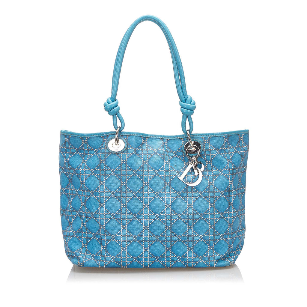 Cannage Canvas Tote Bag Blue - Bag Religion