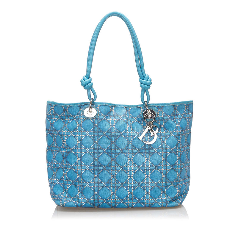 Cannage Canvas Tote Bag Blue - Bag Religion