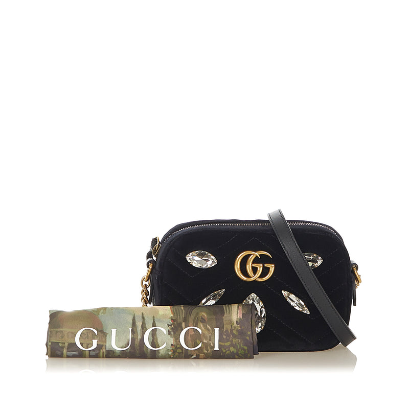 GG Marmont Velvet Crossbody Bag Black - Bag Religion